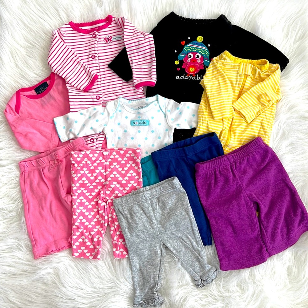 Newborn Girls Onesie and Pants Lot